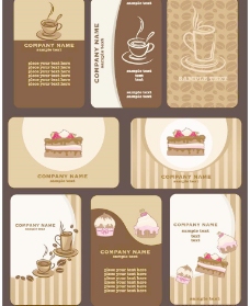 潮流素材咖啡茶水蛋糕名片卡片图片