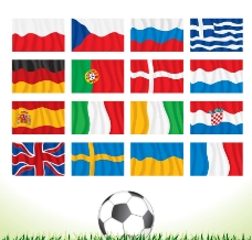 地球背景欧洲国旗草地足球背景图片