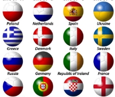 国足欧洲杯国旗足球矢量图片