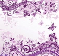 紫色花纹图案背景EPS