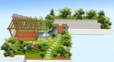 喷泉设计屋顶花园景观图片