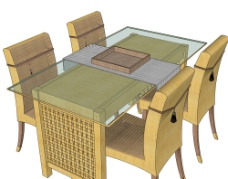 草图大师模型中式禅风桌椅图片