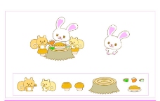 兔鼠可爱卡通小兔子小松鼠杯子树桩表情图片
