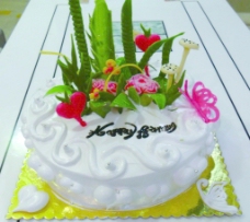 牛油果白色生日牛奶蛋糕图片