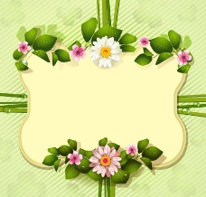 七夕情人节玫瑰绿叶边框卡片图片