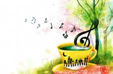 咖啡杯手绘图音乐艺术