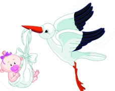 送子鹤与婴儿图片