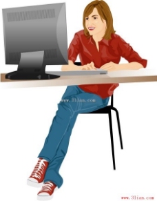 电脑办公女孩