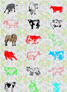 失量动物集合 牛图片