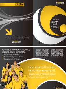 黄色背景动感线条商务团队画册封面图片