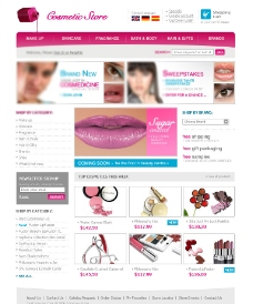 粉红色欧美化妆品网站模板图片
