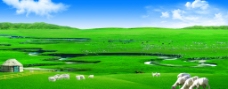 远山草原羊群图片