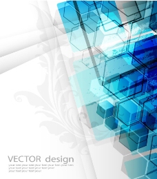 蓝色动感六边形方体 商务科技背景图片