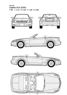 凯迪拉克汽车凯迪拉克XLR汽车线稿图片