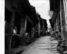 传统古街巷怀旧黑白照片图片