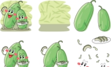 绿色蔬菜手绘冬瓜表情图片