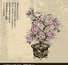 水墨盆栽梅花图片